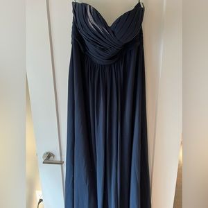 Elegant Strapless Navy Evening Dress